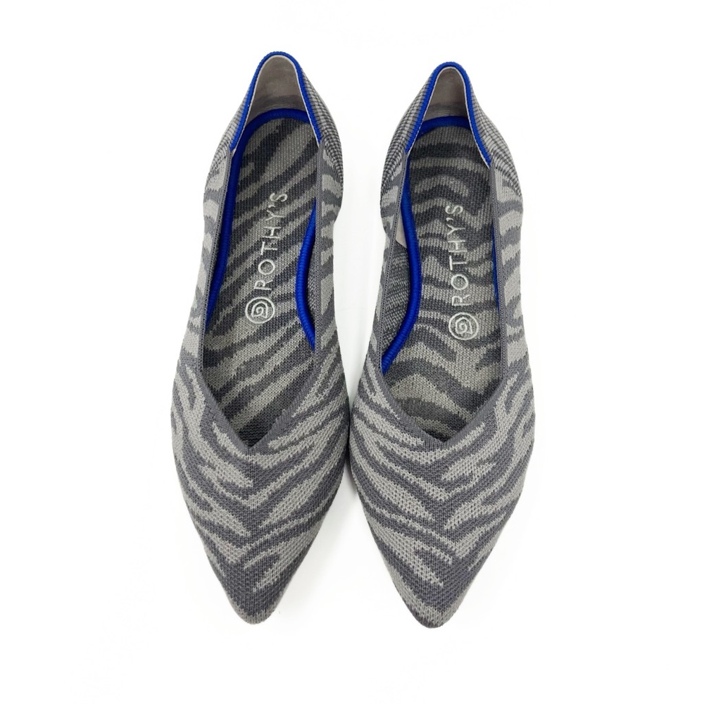 SOLD! Rothy's Retired The Point Grey Zebra Shoes Slip On Ballet Flats Womens 9.5 - Picture 8 of 13